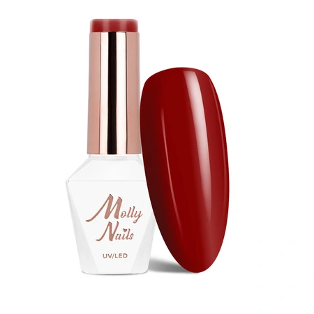 Bottle of red MollyNails gel polish