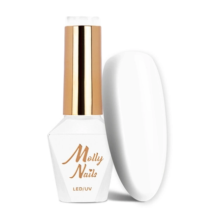 Biały lakier hybrydowy Hypnotise White Molly Nails 8 g z wzornikiem koloru