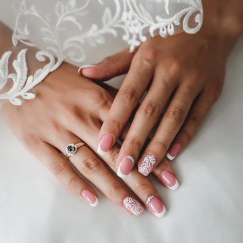 Lace bridal manicure