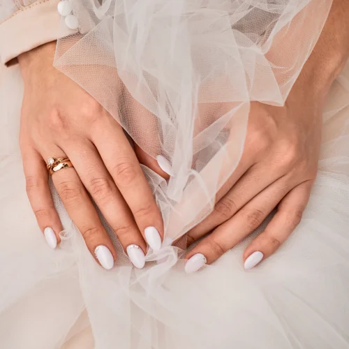 Bridal manicure with rhinestones