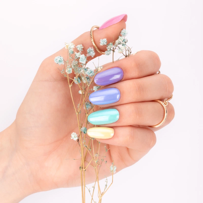 Pastel spring skittle nails
