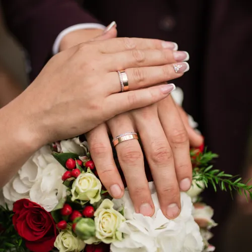 Bridal manicure with nail art
