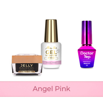 MollyNails PRO MATCH SYSTEM 2+1 Angel Pink 2 builder gels + Doctor Top 10g
