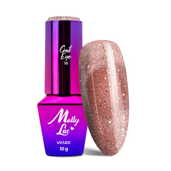 Esmalte híbrido magnético con efecto ojo de gato Cat Eye Foxy Eyes Radiant Brown MollyLac 10 g N.º 553