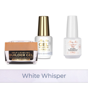 MollyNails PRO MATCH SYSTEM 2+1 White Whisper : 2 gels de construction + Doctor Top 15 g