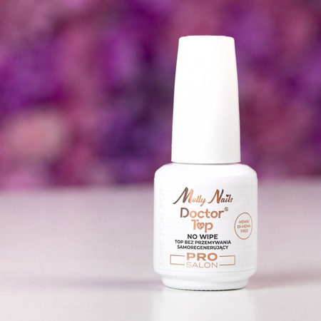 Doctor Top Pro Salon MollyNails Self-Healing No-Wipe Top Coat (No Wiping Required), HEMA/Di-HEMA-Free, Clear, 15g