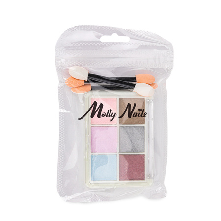 Nail powder with mirror effect, box of 6 colors, MollyNails No. 1