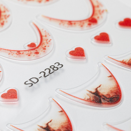 Adesivi per unghie 5D / French / Linea del sorriso francese, 20 pezzi, rosso, SD-2283