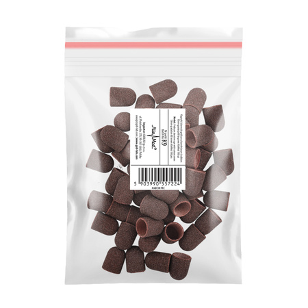 Capuchones abrasivos para pedicura con interior de algodón, 13 mm, grano 80, marrones, AlleMed, 100 unidades