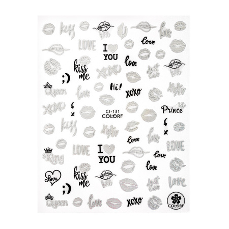 Self-adhesive Valentine's Day nail stickers, silver and black CJ-131