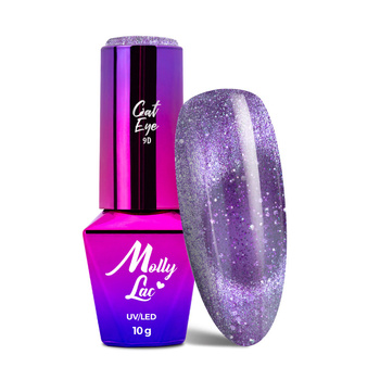 Magnetic hybrid nail polish with cat eye effect Cat Eye Foxy Eyes Purple Light MollyLac 10g No. 552