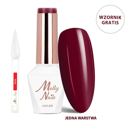 Гібридний лак LED/UV Gel Polish The Trend Edit № 302 Cherry Bomb MollyNails без HEMA/Di-HEMA 8 г + каталог відтінків Reds БЕЗКОШТОВНО