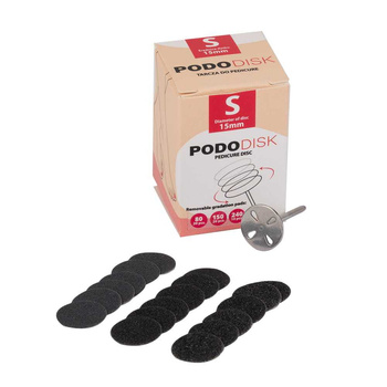 Dysk tarcza do pedicure Pododisk zestaw trzpień dysk + nakładki tarcze wymienne 50 szt. S 15 mm