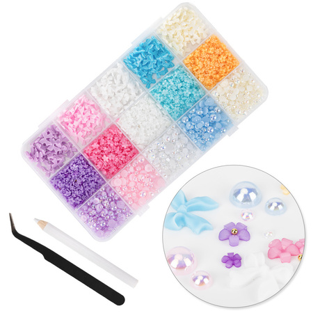 Boîte à bijoux avec nœuds, fleurs et perles BKHZ-006