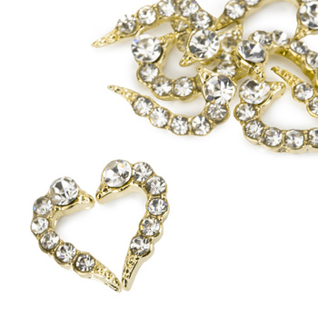 Прикраси для нігтів «Серце» 3D від MollyNails, білий діамант, 10 шт.