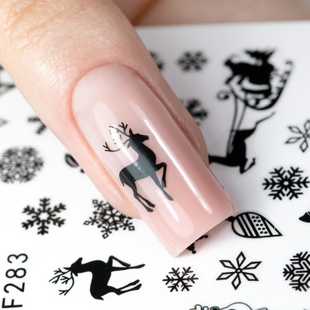 Naklejki do paznokci cienkie samoprzylepne świąteczne MollyNails F283 czarne