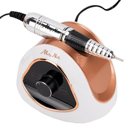 68W MollyNails nail drill for manicure and pedicure, white and gold, M15, 45,000 rpm