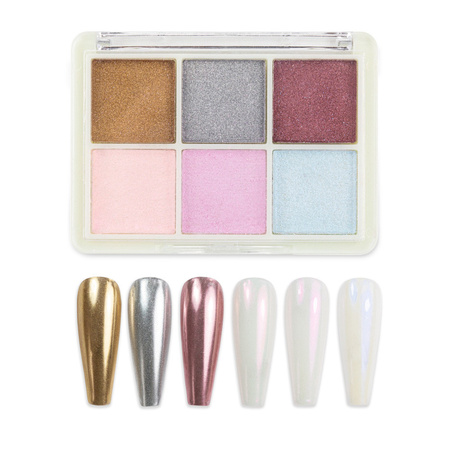 Polvo para uñas con efecto espejo, estuche de 6 colores, n.º 1
