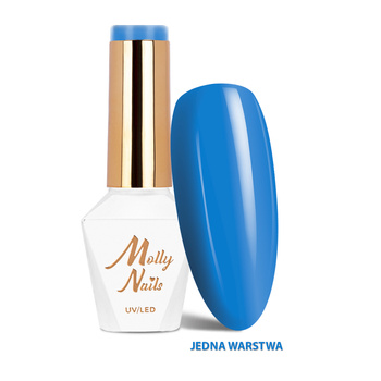 Esmalte híbrido MollyNails Cocktails &amp; Drinks Blue Lagoon sin HEMA ni Di-HEMA, 8 g, n.º 13