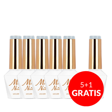 5+1 безкоштовно Гібридний лак MollyNails Pure Nature Summer Breeze без HEMA/Di-HEMA, 8 г, № 104
