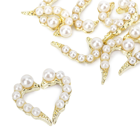 Adornos para uñas en forma de corazón 3D MollyNails, blanco perla, 10 unidades