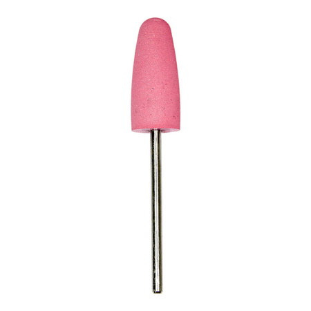 Fresa in gomma rosa, ovale, con gambo argentato
