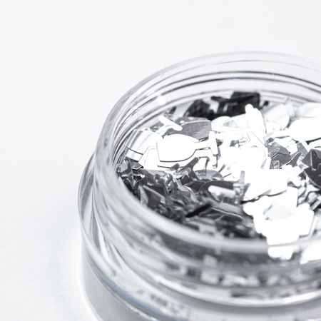 Adorno para uñas: copas plateadas holográficas de MollyNails, 2 g