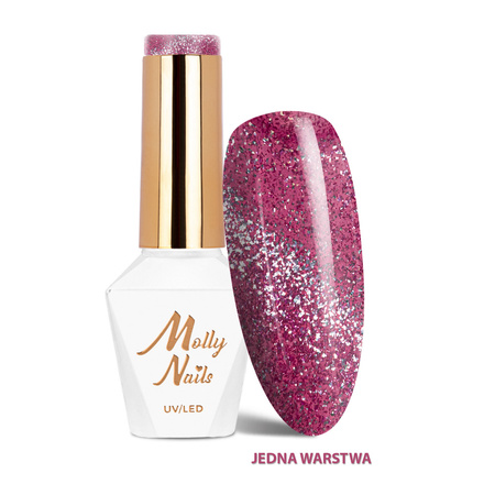 Lakier hybrydowy LED/UV Gel Polish Cat Eye Glacier Crush Nr 253 Mauve MollyNails HEMA/Di-HEMA Free 8g