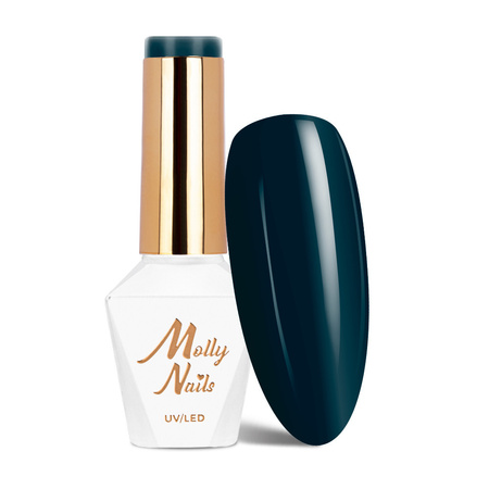 Esmalte híbrido MollyNails Blue Sky Deep Green-Blue sin HEMA ni Di-HEMA, 8 g, n.º 118