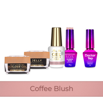 PRO MATCH SYSTEM 4+1 Coffee Blush: 3 geles de 15 g: Jelly&SelfLeveling;&Gel; en frasco + Base + Doctor Top 10 g GRATIS