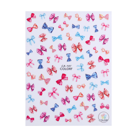 Thin self-adhesive nail stickers with bows CA-141