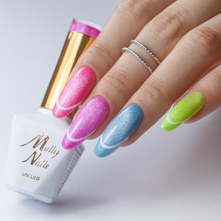 MollyNails Hybrid-Nagellack Neon Flashy Cat Eye HEMA-frei 8 g Nr. 174