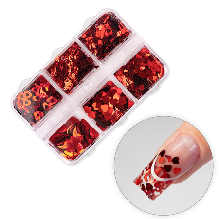 Holographic heart Valentine's Day decorations in a box, 6 designs