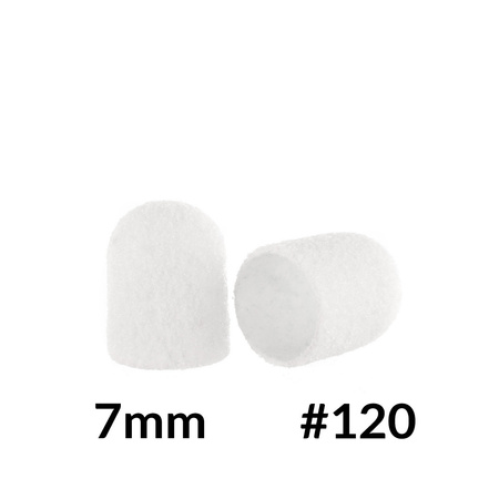 Pedicure caps 7 mm, 120 grit, 10 pcs Fabric Podo AlleMed White