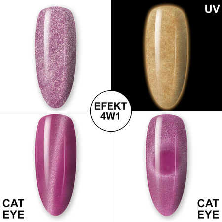 Vernis hybride phosphorescent « œil de chat » MollyLac Night Glowing One Caress, sans HEMA ni Di-HEMA, 10 g, n° 674