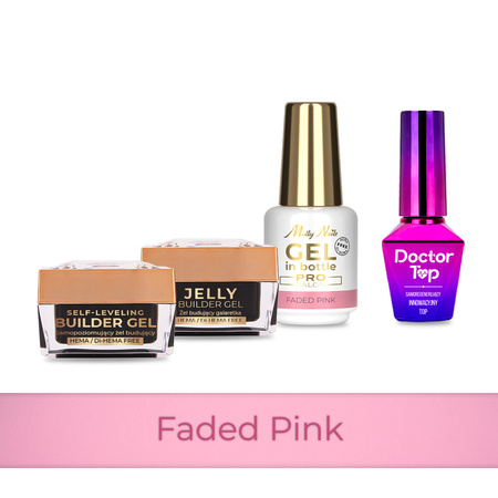 MollyNails PRO MATCH SYSTEM 3+1 Faded Pink: 3 Aufbau-Gele + Doctor Top 10 g