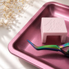 Bandeja metálica rectangular rosa para herramientas de MollyNails