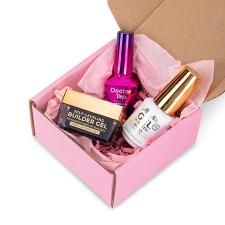 MollyNails PRO MATCH SYSTEM 2+1 White Whisper : 2 gels de construction + Doctor Top 10 g