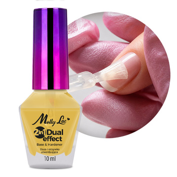 Base y acondicionador vitaminado endurecedor DUAL EFFECT 2 en 1 Base & Hardener MollyLac 10 ml