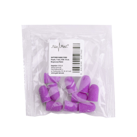 Pedicure caps 7 mm, 180 grit, 10 pcs Fabric Podo AlleMed Purple