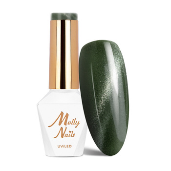 Lakier hybrydowy LED/UV Gel Polish Greens Cat Eye Metallic Nr 213 MollyNails HEMA/Di-HEMA Free 8g
