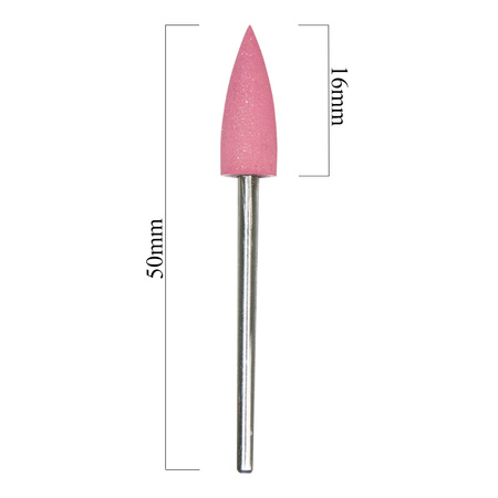 Frez gumowy różowy płomieniowy srebrny trzpień G0616K