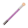 Pennello a doppia faccia con spugna per ombre e nail art, con timbro decorato con strass viola