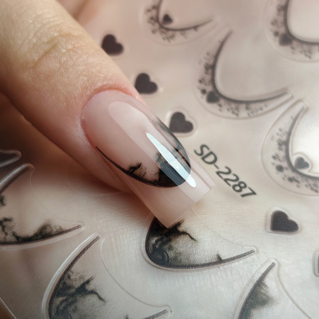Adhesivos para uñas 5D / French / Línea de sonrisa francesa, 20 unidades, negro, SD-2287