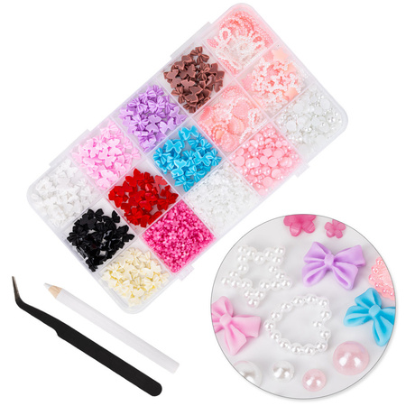 Boîte à bijoux avec nœuds, fleurs et perles BKHZ-003