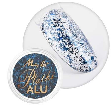 MollyLac Metallic-Nagelstaub – Aluminiumflocken in strahlendem Blau, 0,2 g, Nr. 6