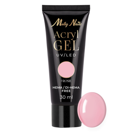 Акрилогель Polygel — гель для нарощування нігтів AcrylGel MollyNails, без HEMA/Di-HEMA, Rosie, 30 мл