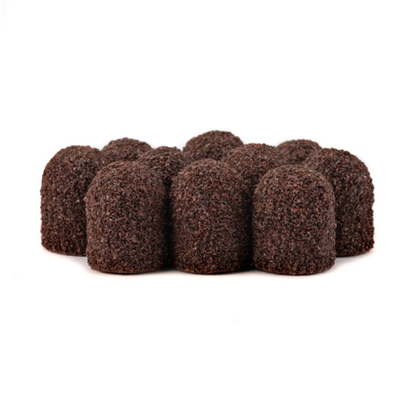 Capuchones abrasivos para pedicura con interior de algodón, 10 mm, grano 60, marrones, AlleMed, 10 unidades