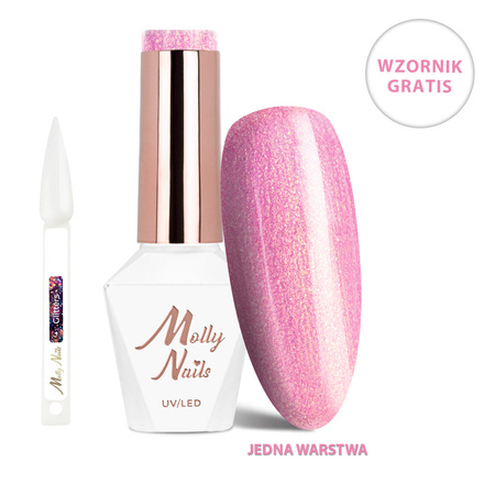 Smalto ibrido LED/UV Gel Polish La Vie en Rouge n. 328 Angel's Sparkle MollyNails senza HEMA/Di-HEMA 8 g + campionario di glitter IN OMAGGIO