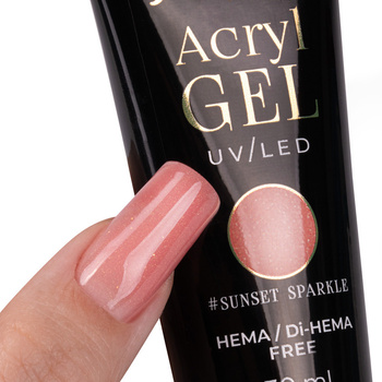 Gel acrílico Polygel para la aplicación de extensiones AcrylGel MollyNails sin HEMA/Di-HEMA Sunset Sparkle 30 ml